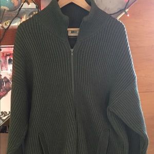 Vintage Rei khaki green cardigan Made in USA